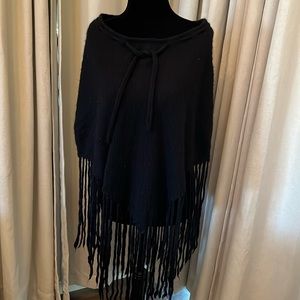 Vintage Black fringe poncho